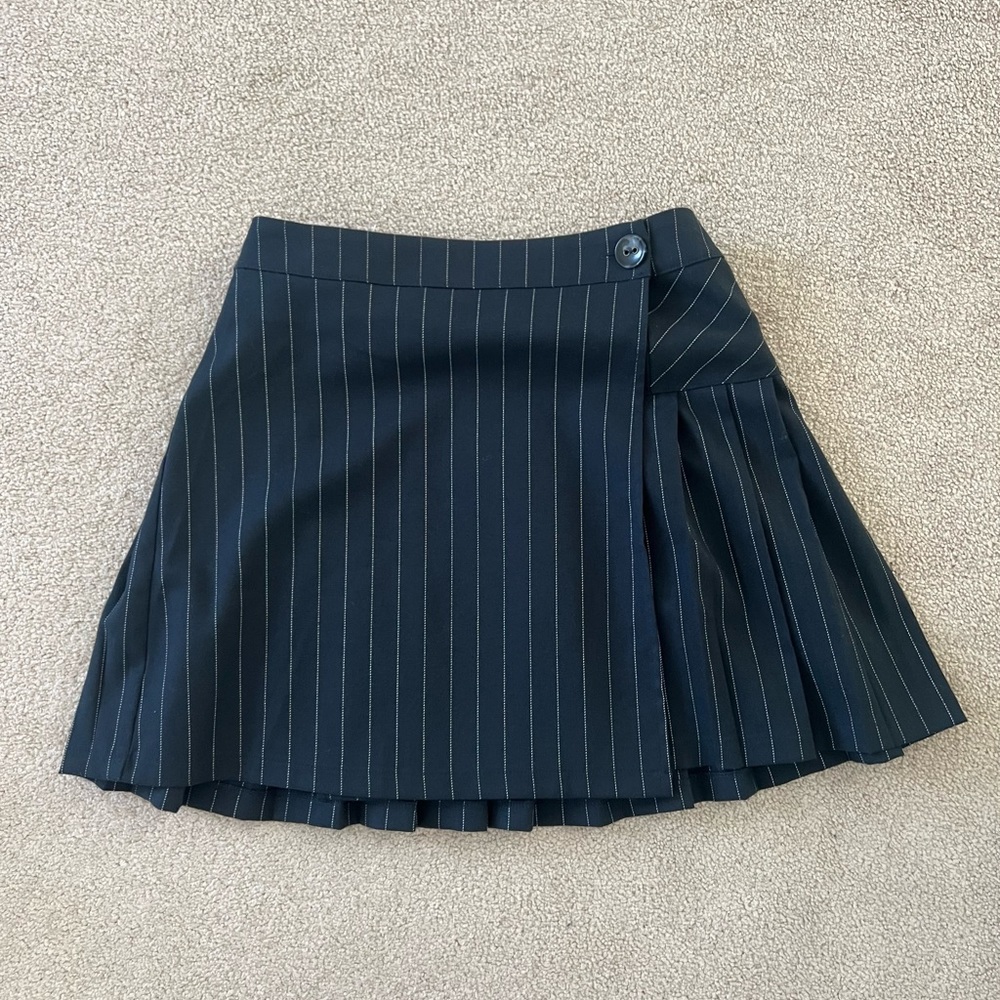 urban outfitters pinstripe pleated wrap skirt